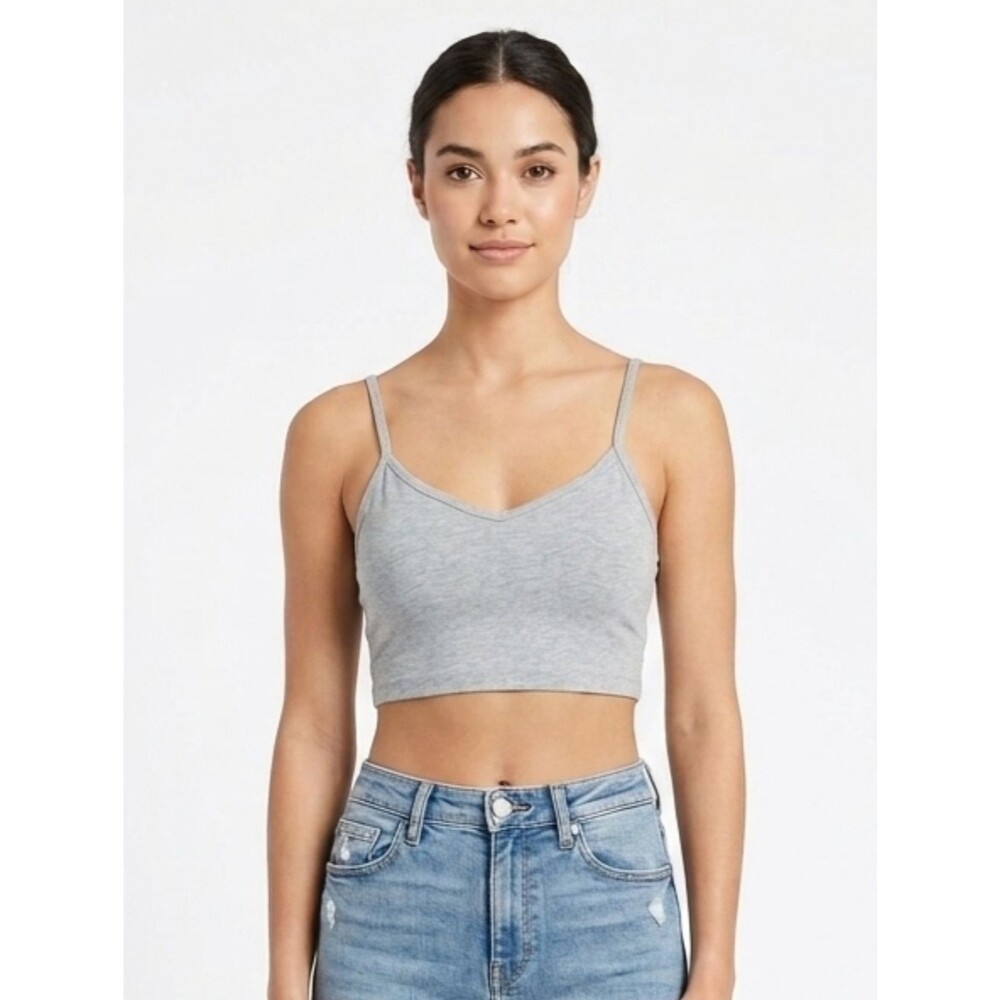 Aritzia TNA Heather Gray Crop Cami Tank Top Size XS Minimalist Athleisure Y2k